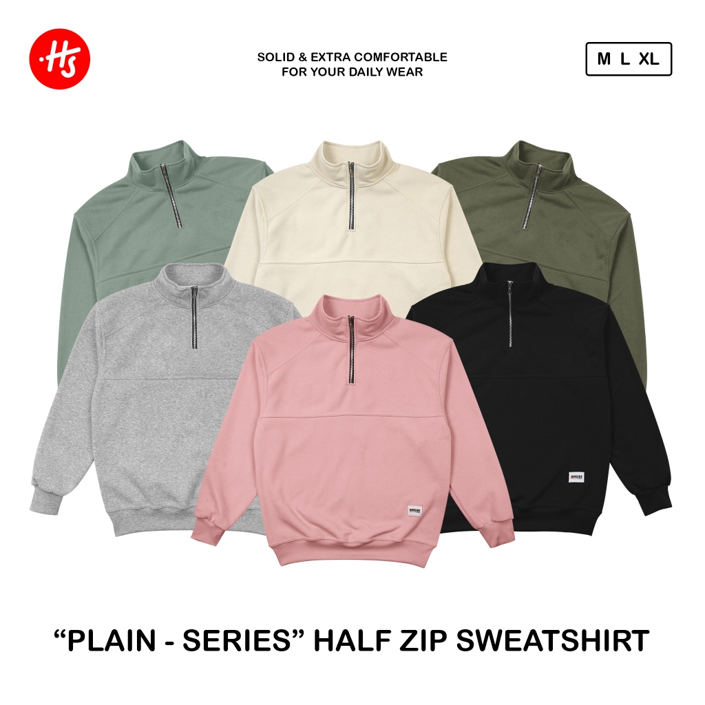 Himside - Plain Half Zip Series - Unisex | Shopee Malaysia