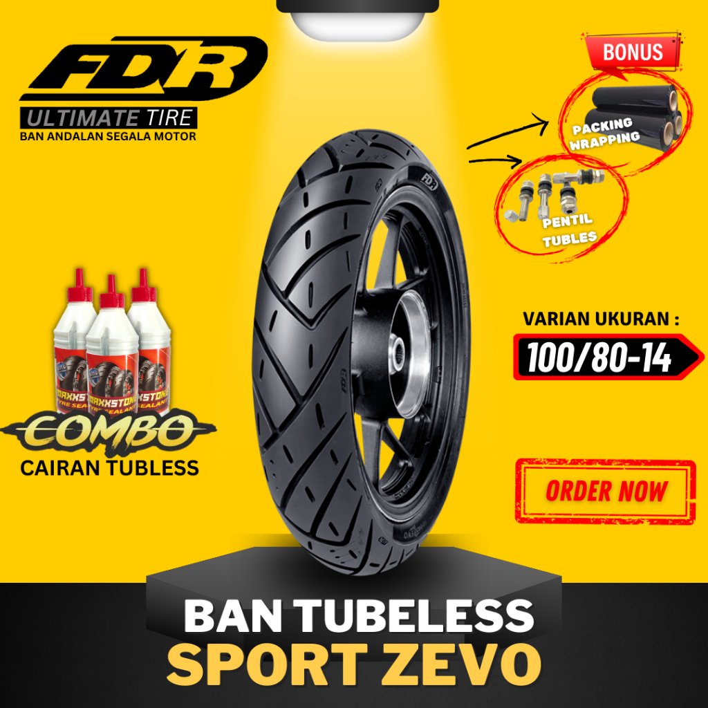 [CASH ON DELIVERY] FDR TUBELESS SPORT ZEVO TIRES (100/80-14) Ring 14 ...