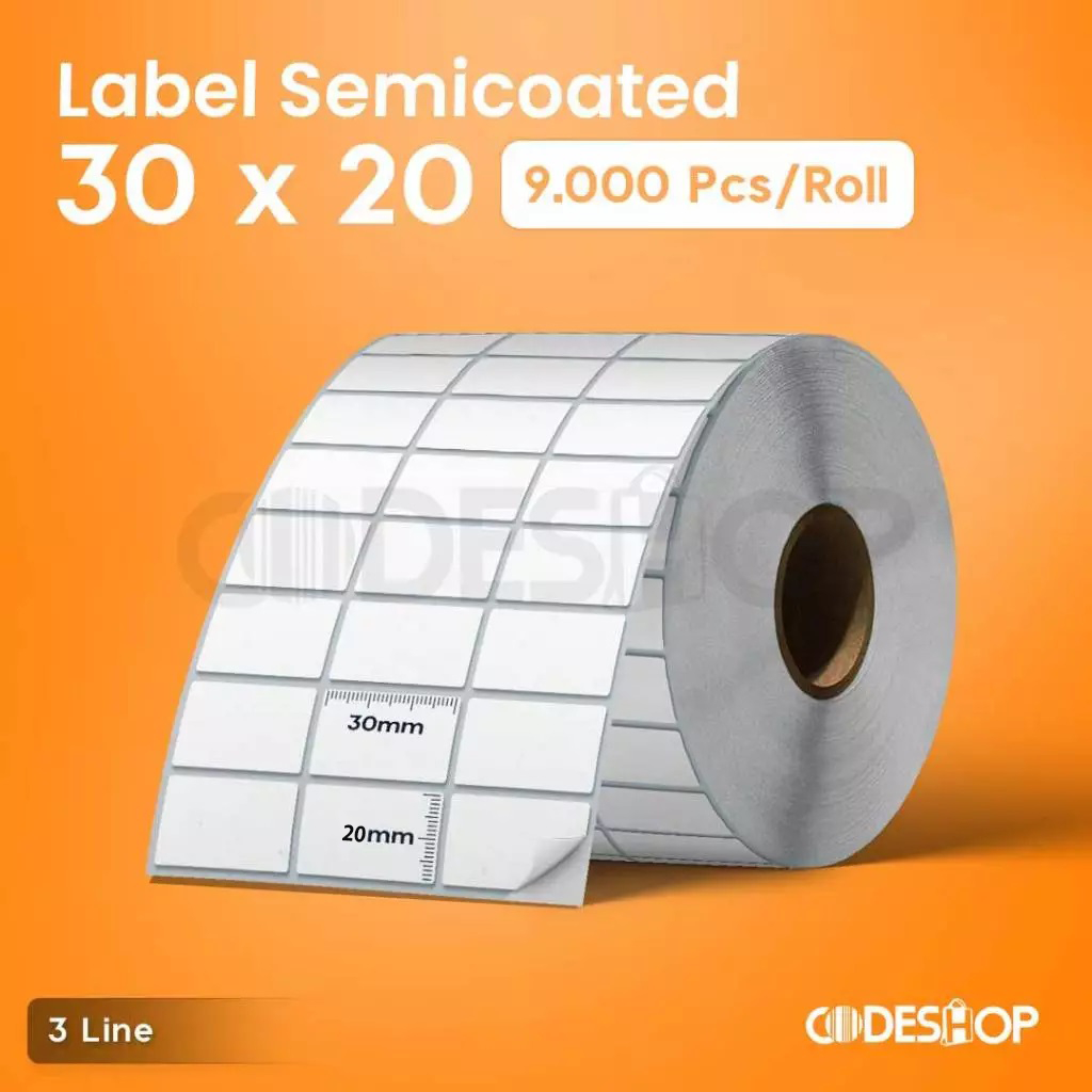 BARCODE LABEL 30 X 20 SEMICOATED STICKER LABEL CONTENTS 9000 PCS ...
