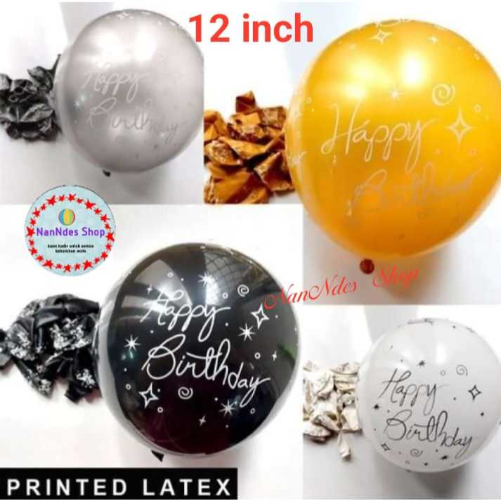 Original 12 inch Happy Birthday Latex Balloons Printed Happy Birthday ...