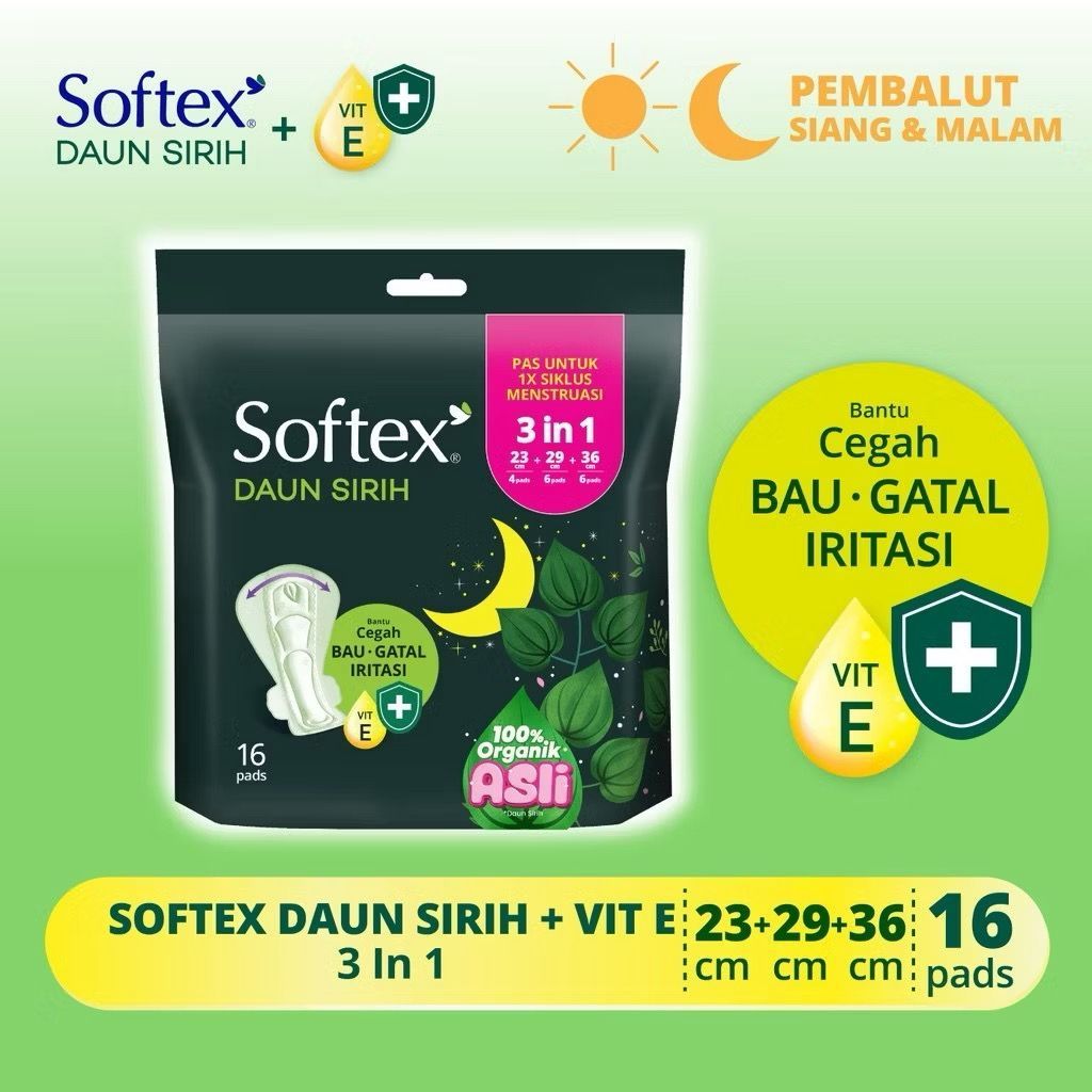 Softex Betel Leaf + Vitamin E 3 in 1 contains 16 pads - Betel Leaf ...