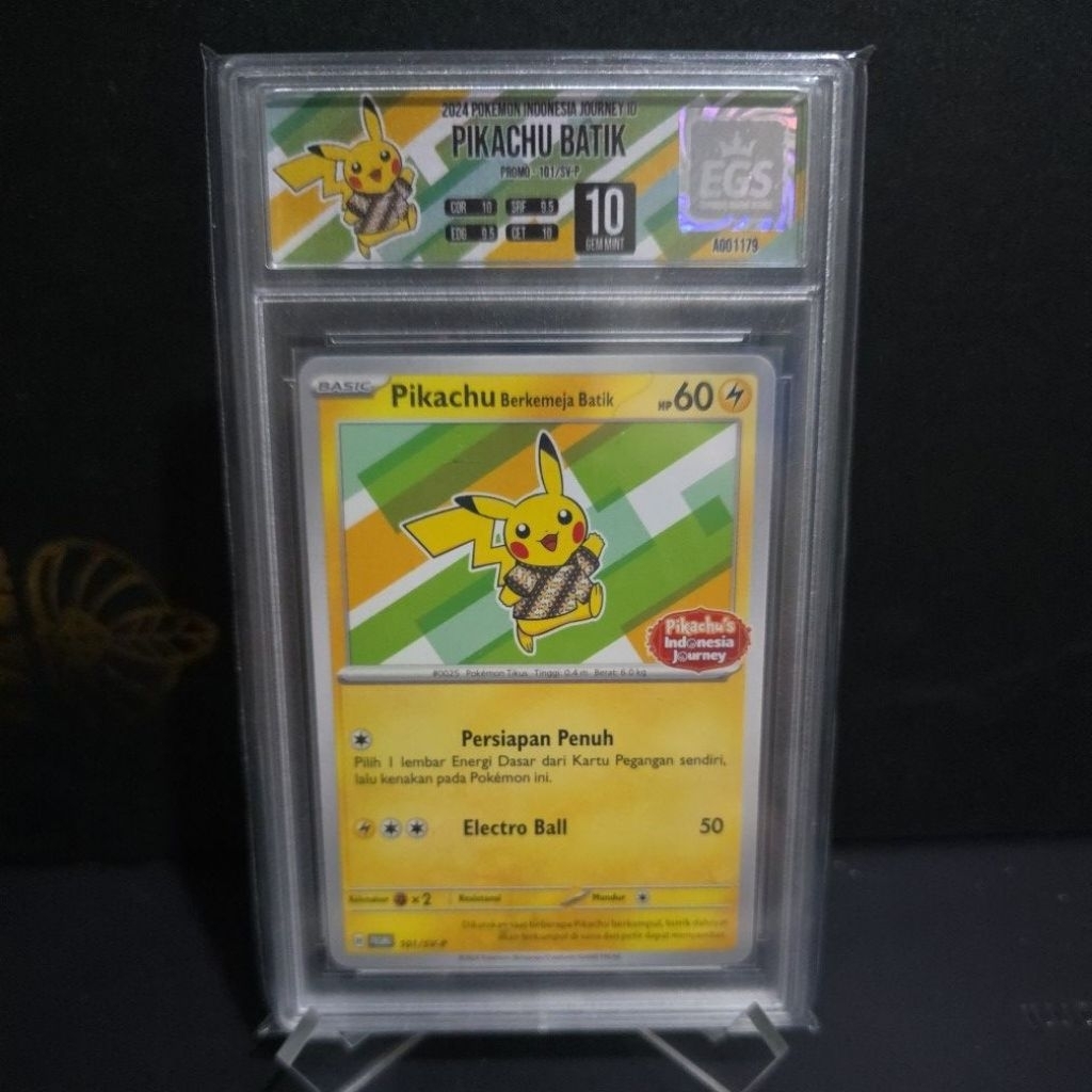 Pikachu batik v1 101 original egs custom slab 10 grading gem mint ...