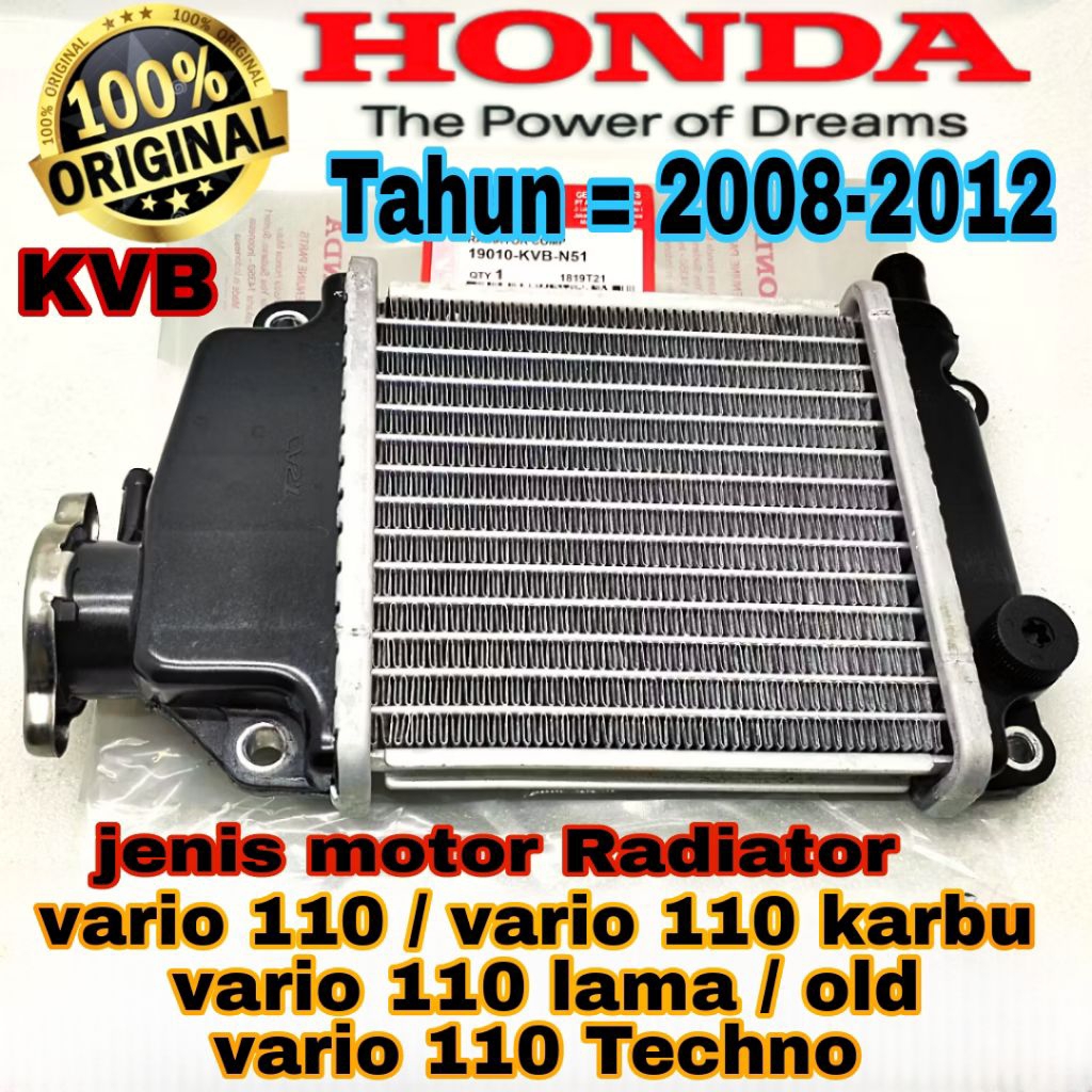 Original KVB RADIATOR original HONDA VARIO 110 KARBU, VARIO 110 TECHNO ...