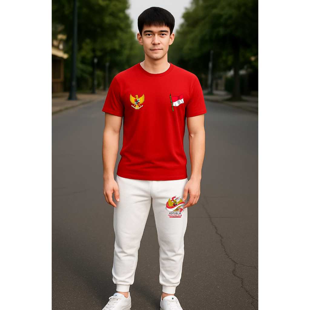 MERAH MEN'S Suit T-shirt Red and White Trousers Garuda Flag / Middle ...