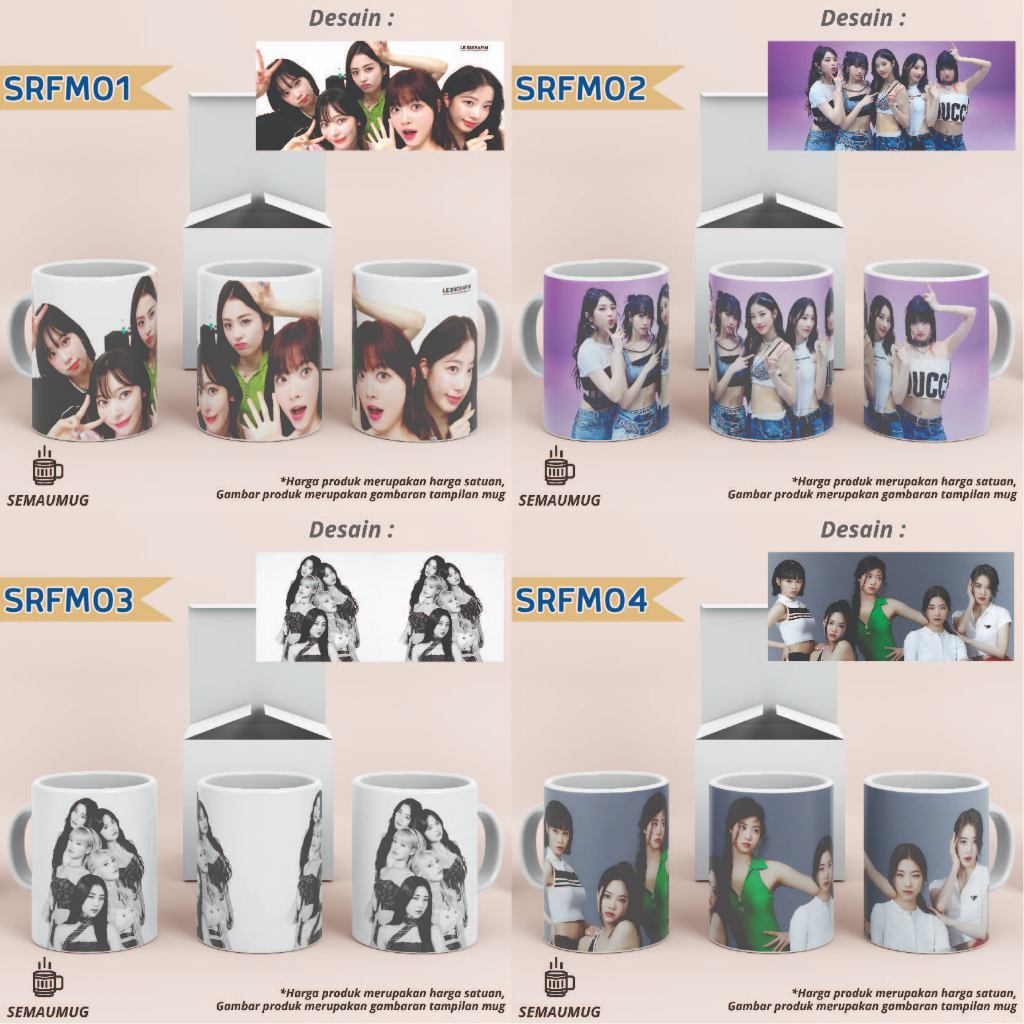 Mug LE SSERAFIM GIFT KPOP HAMPERS CUSTOM PRINT CUP GLASS SEMAUMUG ...