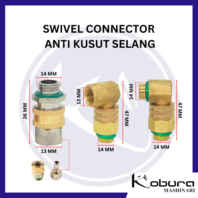 MESIN Swivel Connector Anti Tangle Hose Connection 1/4