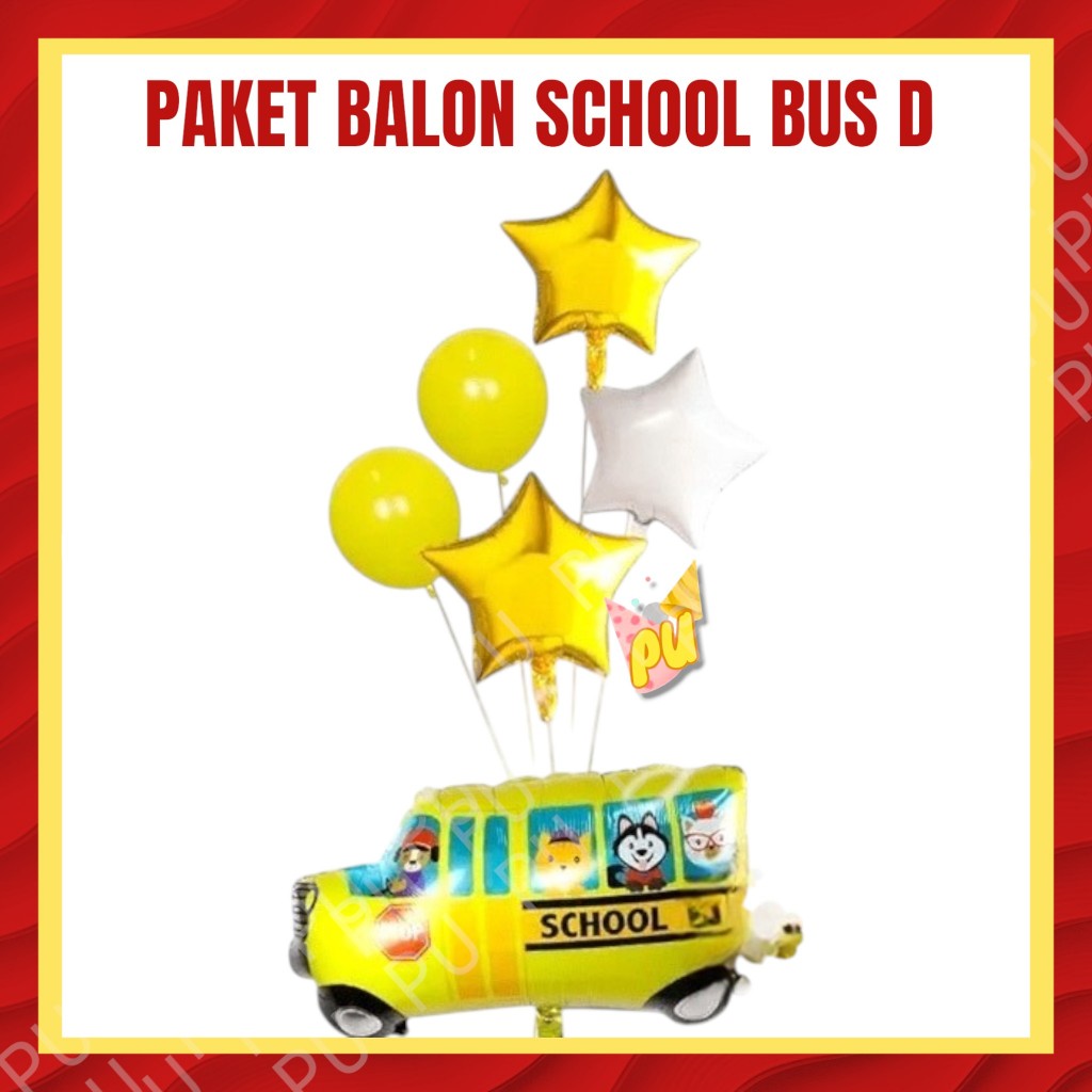School Bus Balloon Package D / School Bus Car Birthday Decoration ...