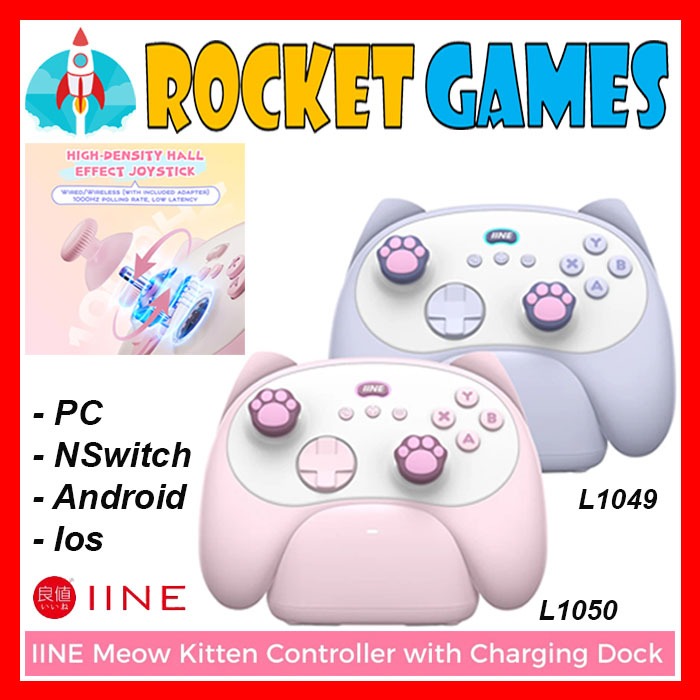 IINE Meow Kitten Wireless Controller with Charging Dock for PC, Switch ...