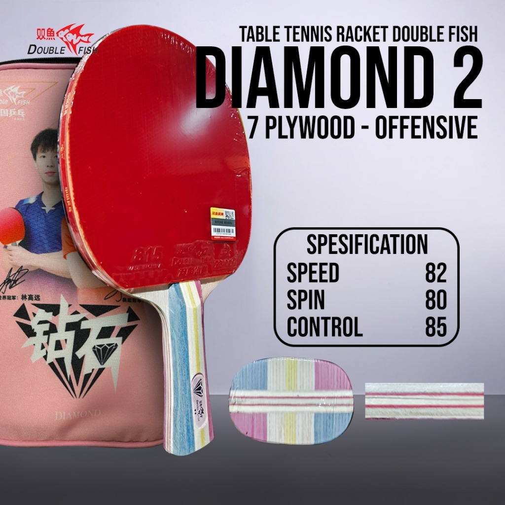Double Fish Diamond 2 Table Tennis Ping Pong Bat with Free Original ...