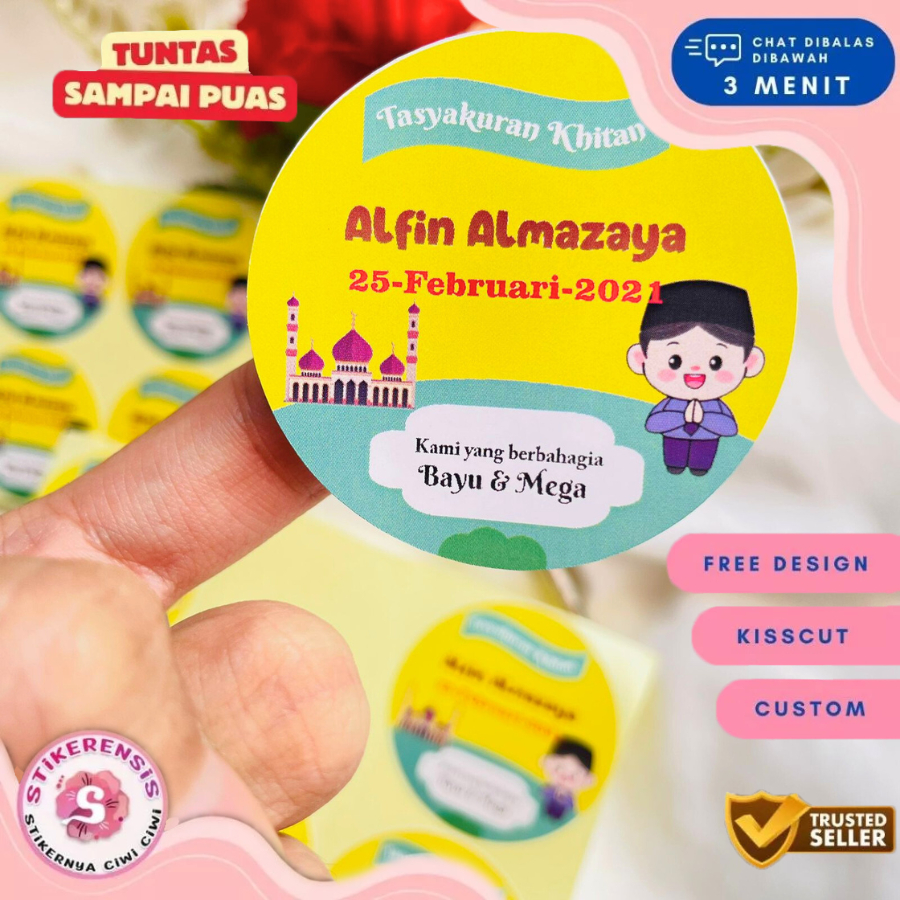12-15 KHITAN STICKERS / TASYAKURAN BOYS / WALIMATUL KHITAN / SUNAT ...