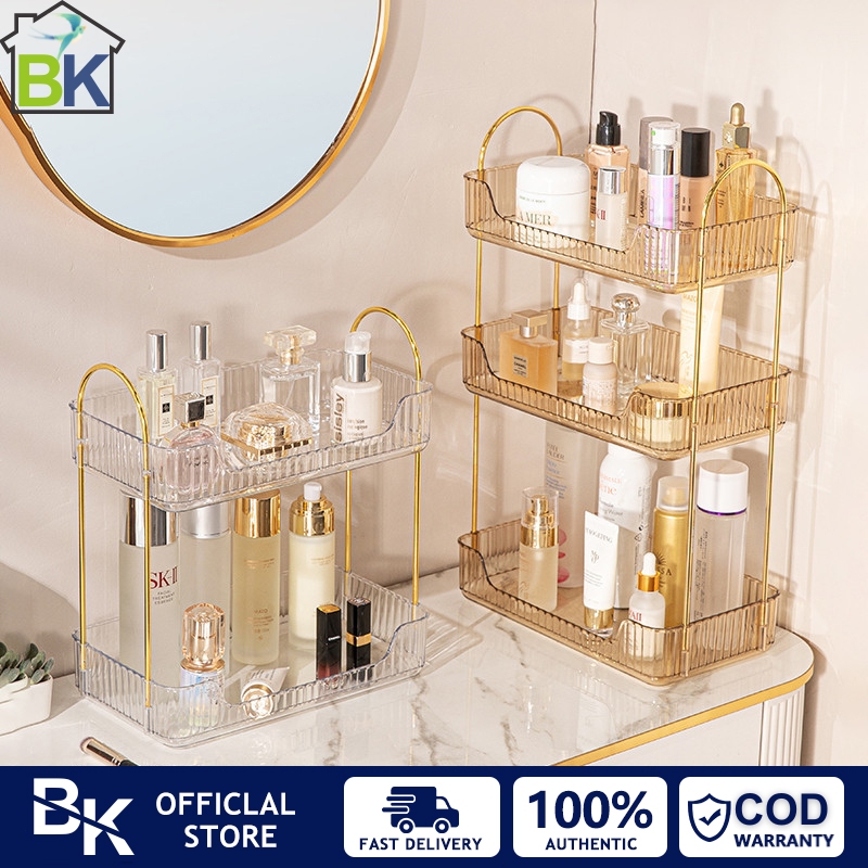 Gold Makeup Rack / Gold Rack / Aesthetic Aqua Glass Rack Multi-Purpose ...