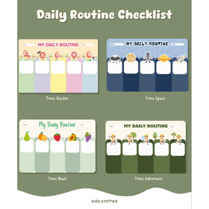 Daily Routine Checklist Daily Schedule for Preschool Elementary School ...