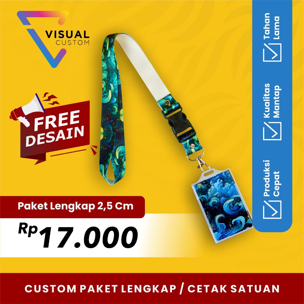 GANTUNGAN Complete PACKAGE 2.5 CM ONE SIDE + PVC ID CARD + FRAME / CUSTOM ID CARD LANYARD ...
