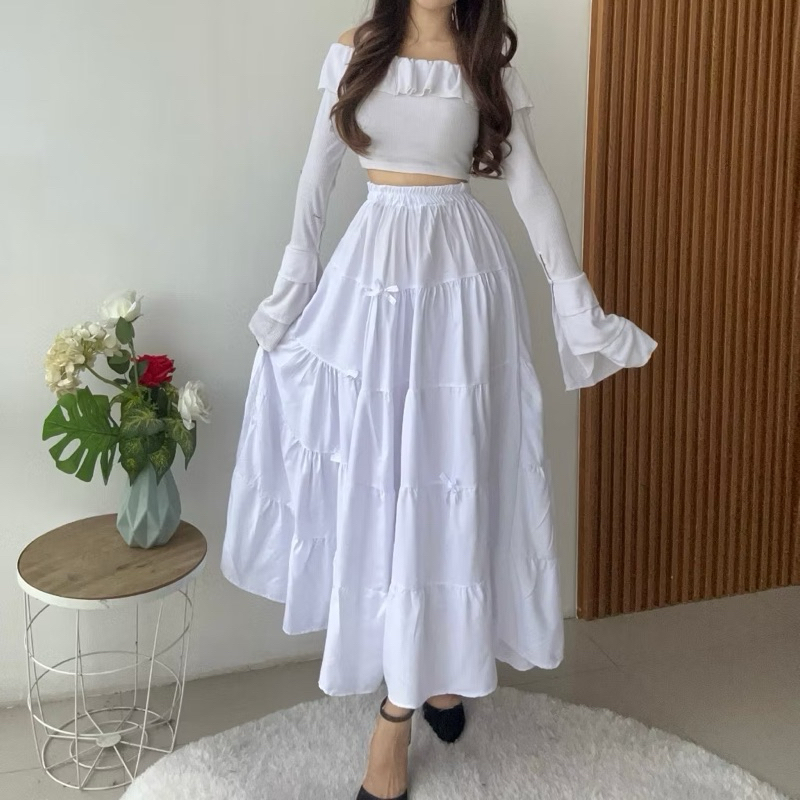 Serana Ofc - PEONY SKIRT RIBBON WHITE LAYER SKIRT ALICE RIBBON MIDI ...