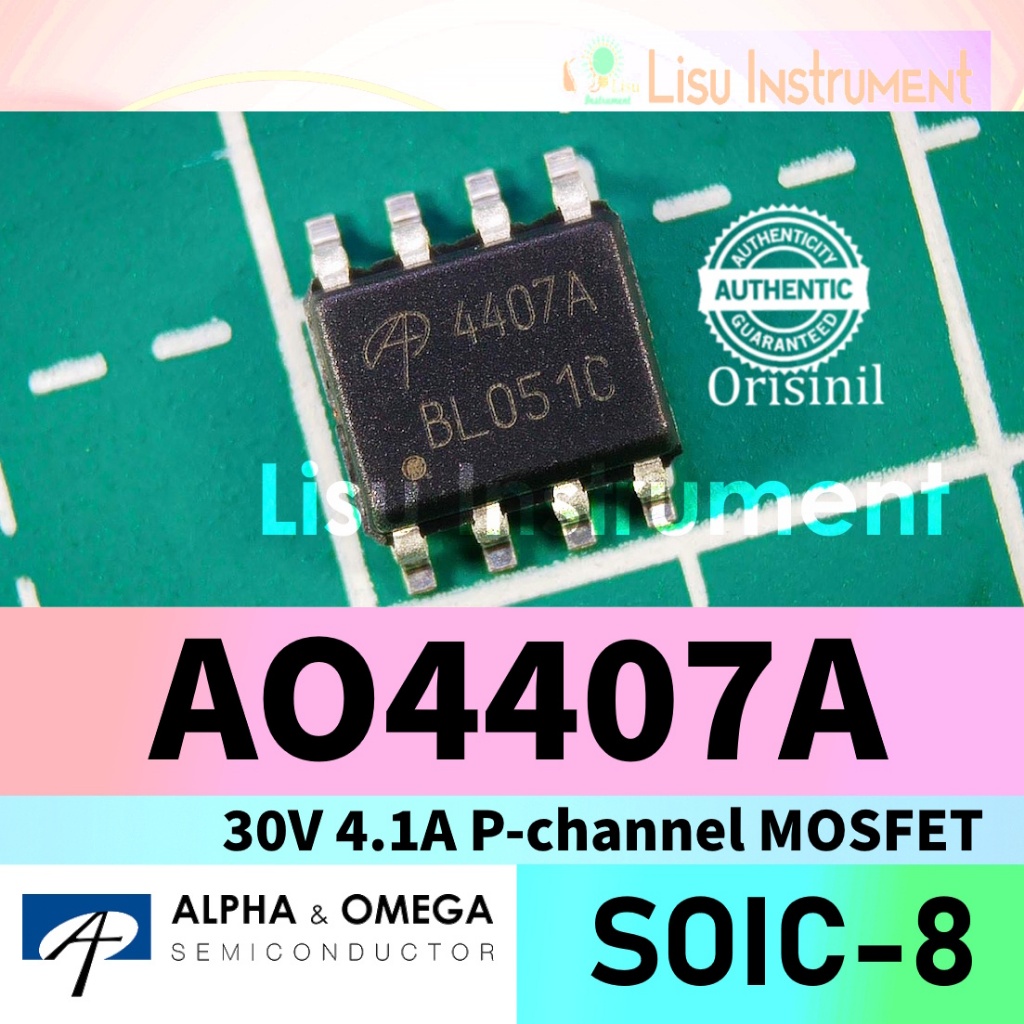 AO4407A 30V 4.1A P-channel MOSFET AO4407 4407A SOEC-8 Alpha & Omega ...