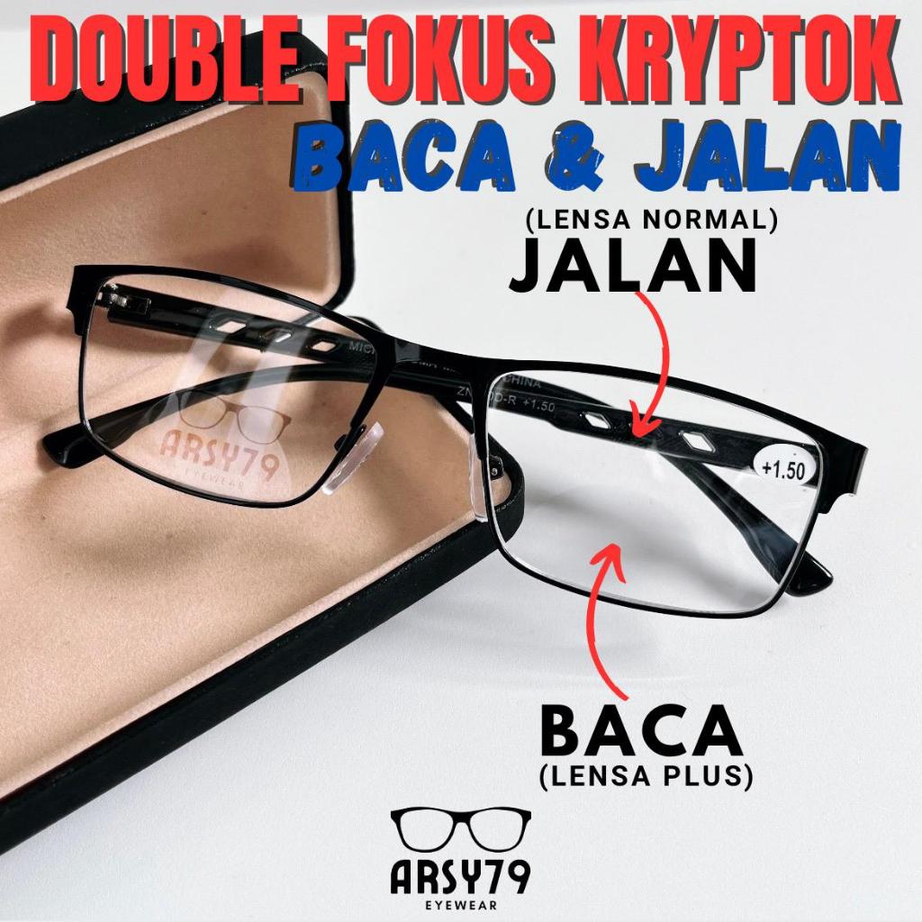 Unisex Black Metal Frame Kryptok Lens Reading and Walking Double Focus ...