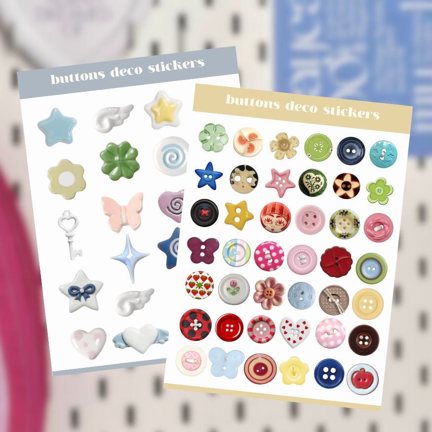 BUTTONS DECO STICKER SHEET FOR JOURNALING | Shopee Malaysia