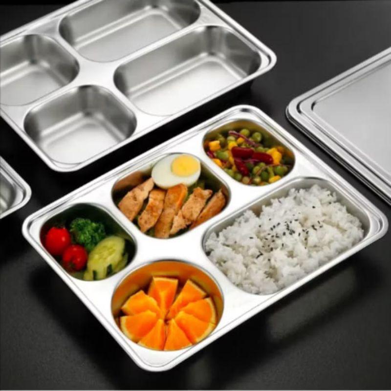Food Tray SUS 304 - 5 Divider Lunch Box - Bento - Mess Tray - Stainless ...