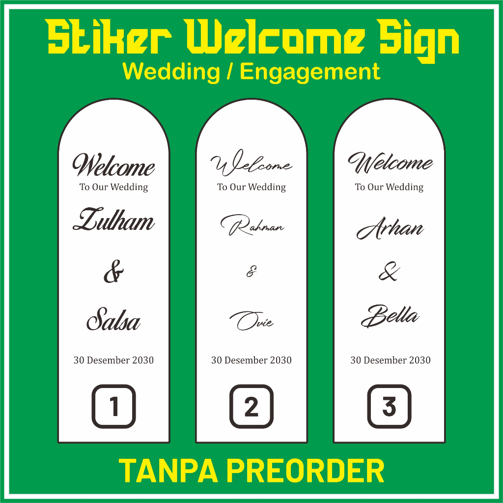 Welcome Sign Sticker 125cm x 40cm Wooden Acrylic Sticker Custom Wedding ...