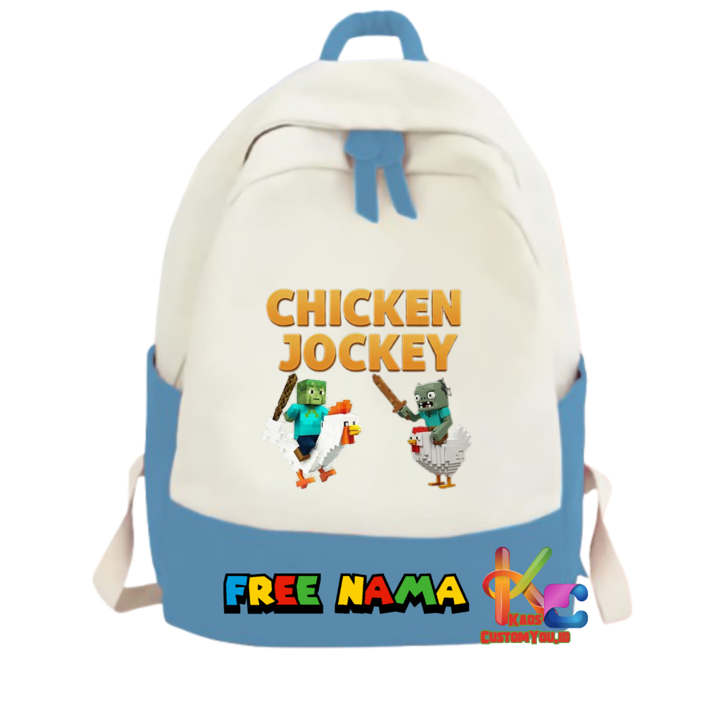 Custom Children's School Backpack with Minecraft Chicken Jockey Image ...