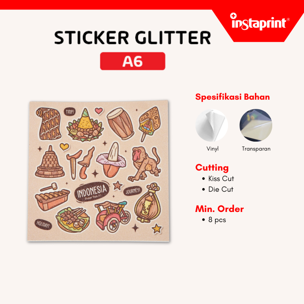 Print Custom Cutting Glitter Sticker A6 I Sticker Pack Custom A6 ...
