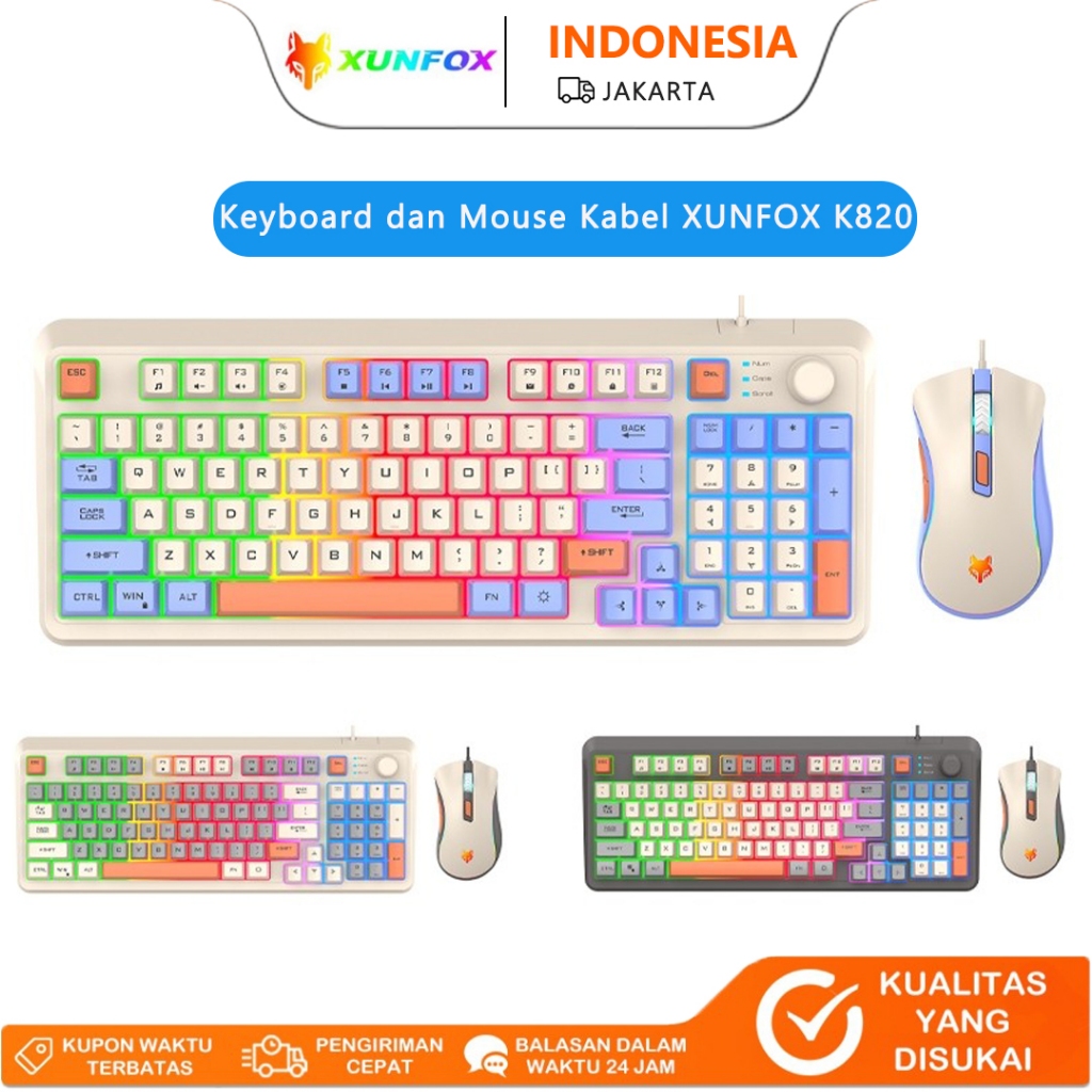 XUNFOX K820 Gaming Keyboard & Mouse - RGB Backlit, Anti-Ghosting 19 ...