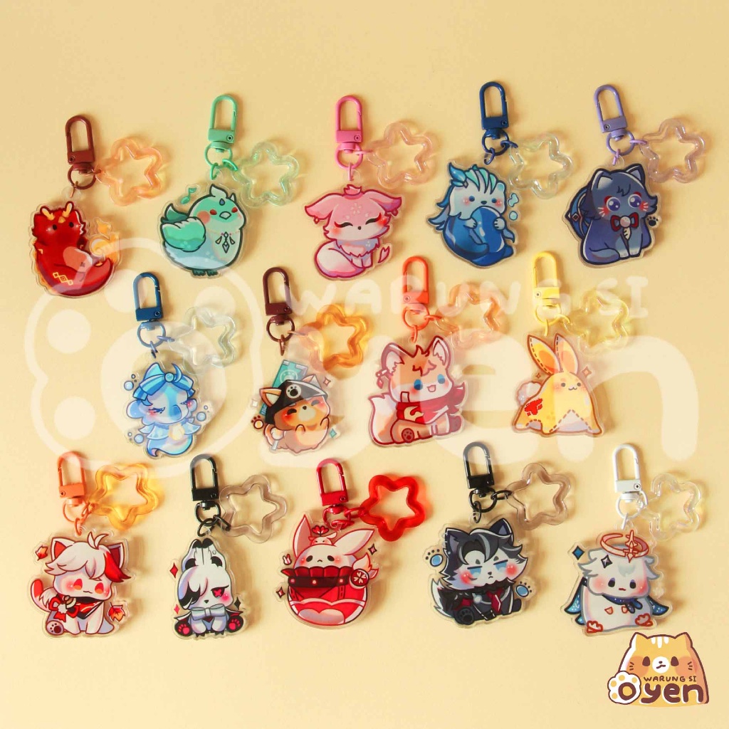 Genshin Impact Pets Acrylic Keychain (Zhongli, Scaramouche, Paimon, Yae ...