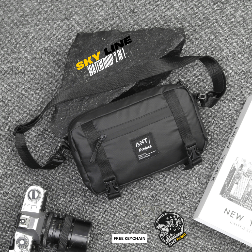 ANT PROJECT - SKYLINE 2 in 1 Waterproof Sling Bag with Free Keychain ...