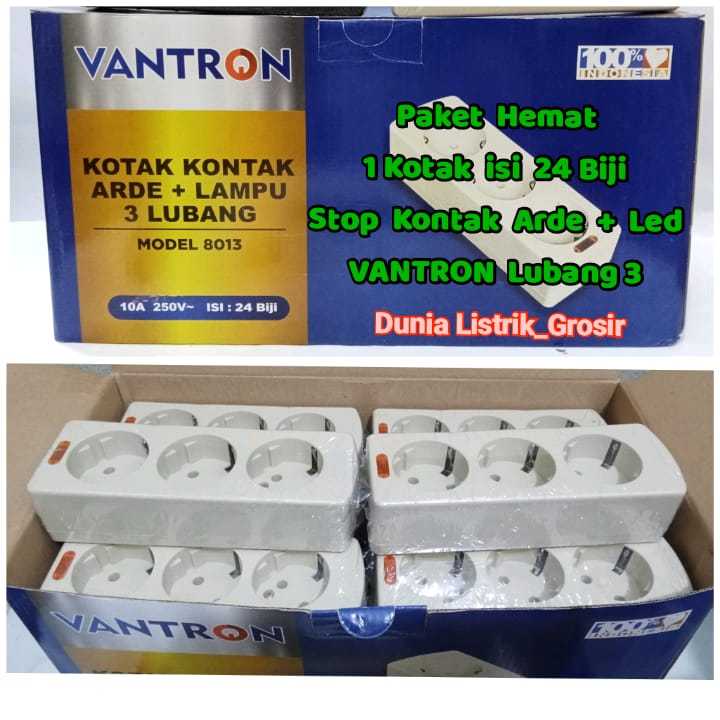 PUTIH HITAM Package 1 Box Grounded Socket + VANTRON brand Led Hole 3 ...