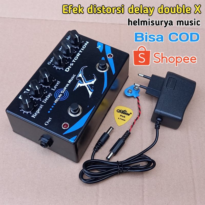 X distortion delay double guitar effects plus adapter | Shopee Malaysia