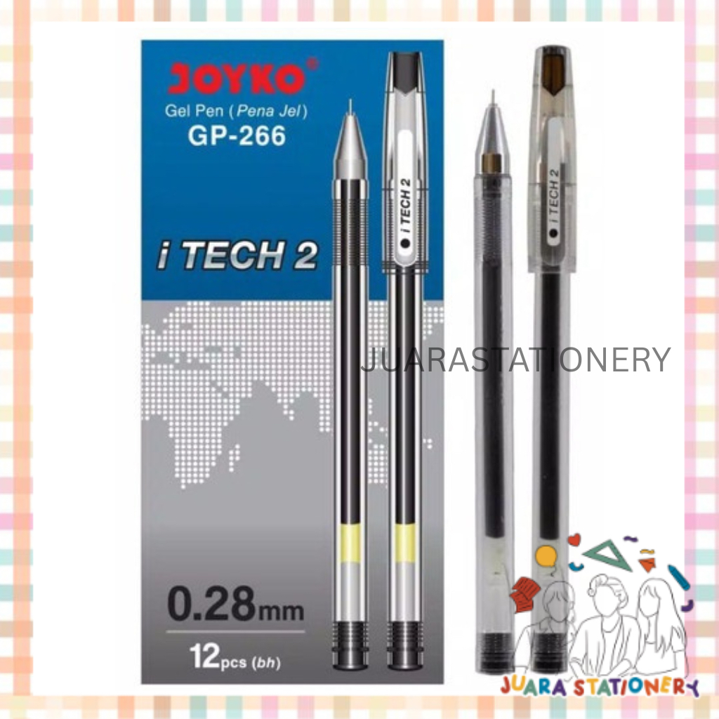 (1190) JARASTATIONERY Pen Hitech Joyko Itech 2 Black GP-266 0.28 mm ...