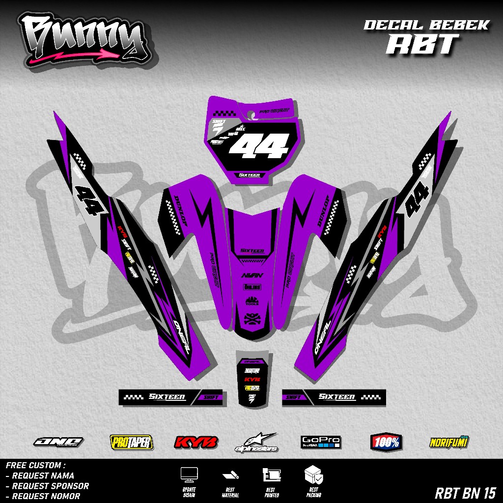 BUNNY Decal Sticker Variation RBT/GTX VEGA R NEW Duck Striping Decal ...