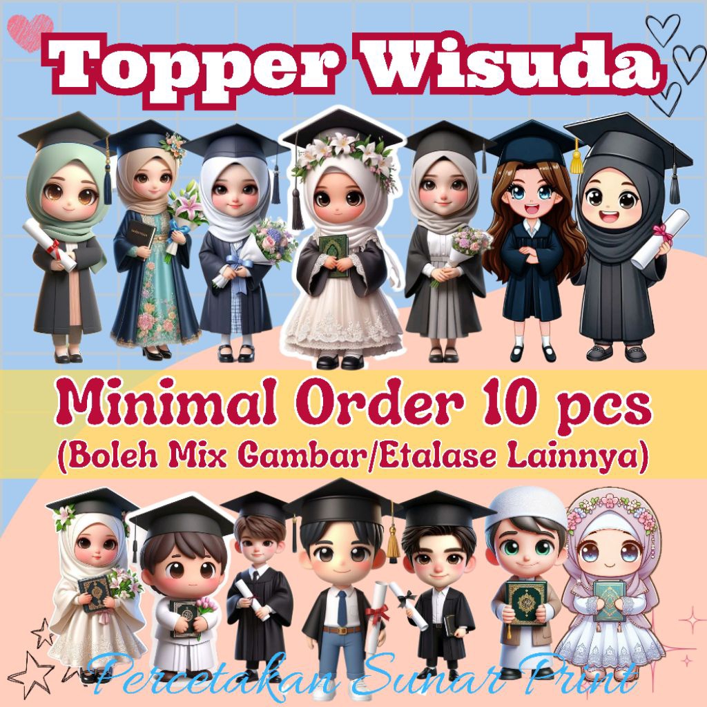 MESIN 15cm Graduation Topper / Already Cut Using Machine / Graduation ...