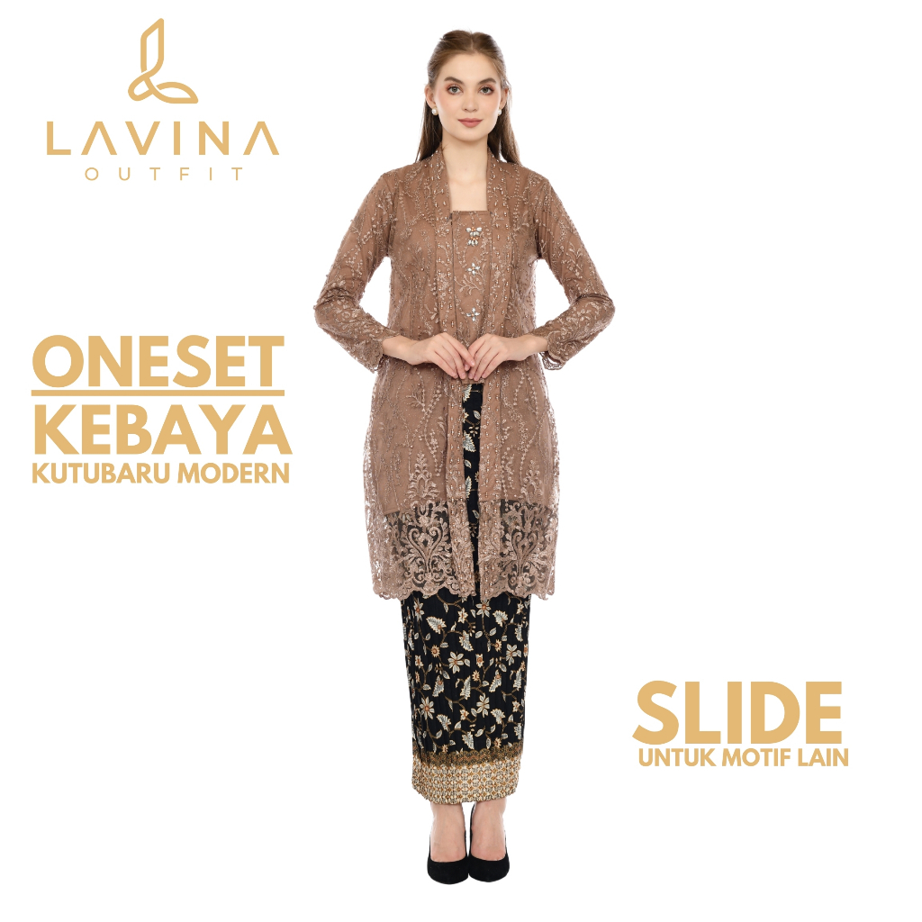 Lavina – Jumbo Kutubaru Tunic Kebaya Set – Pearl Sequin Tille Brocade ...