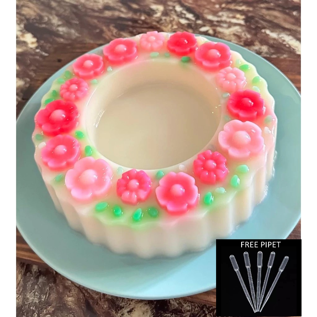 Flower Pattern Pudding Mold with Free Premium Plastic Pipette, 20cm ...