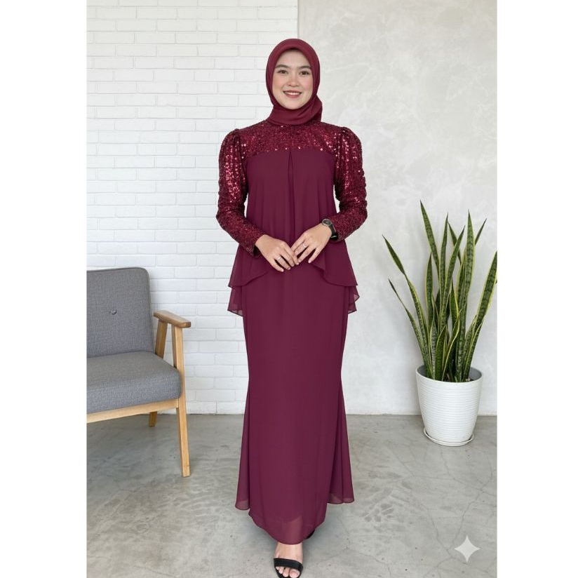 bridesmaid muslimah dress malaysia Muslim Malaysia Indonesia Hollow Lace Dress – Sociable Weaver Nest