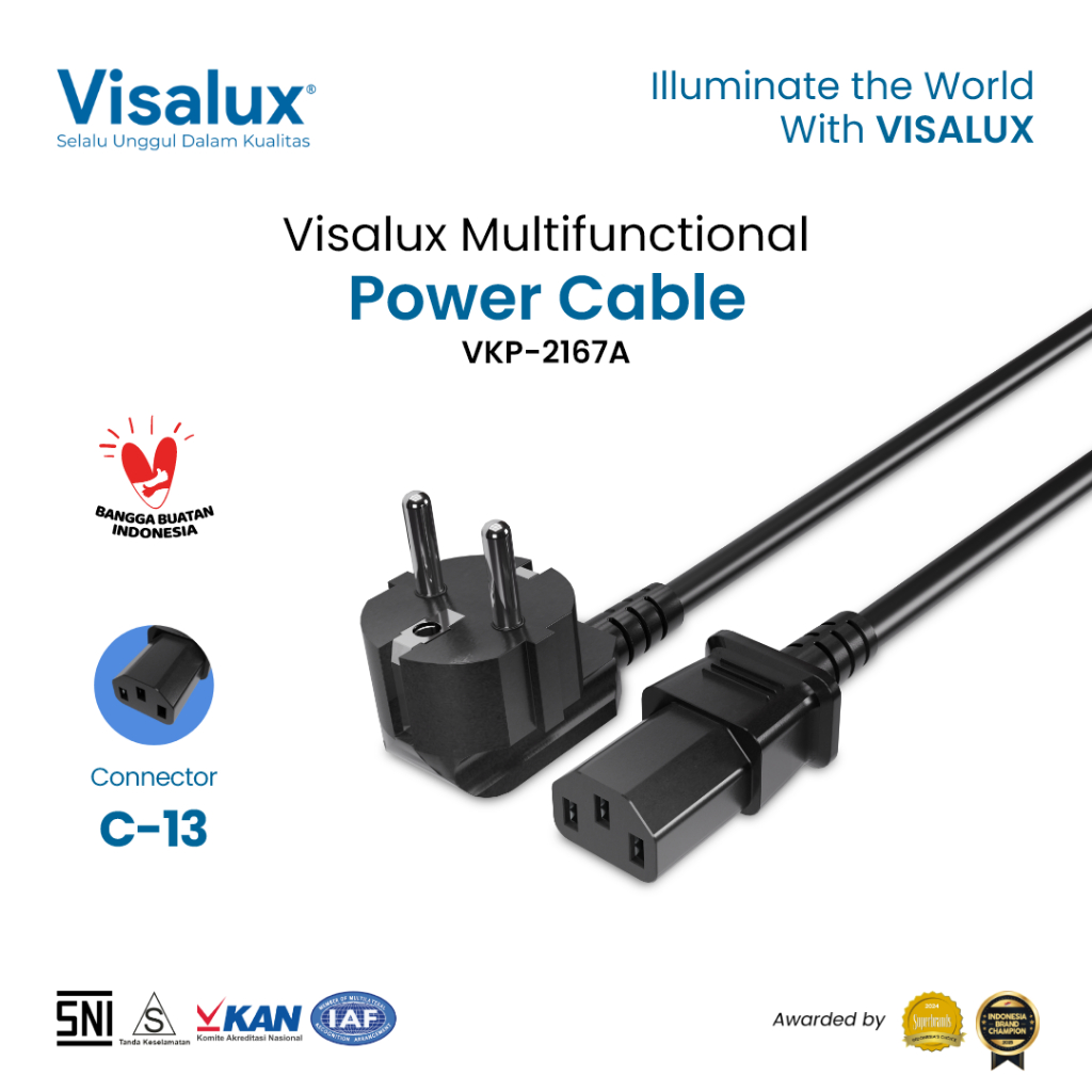Visalux Multifunctional Power Cable Connector C-13 / Schuko 2 Pin 3 ...