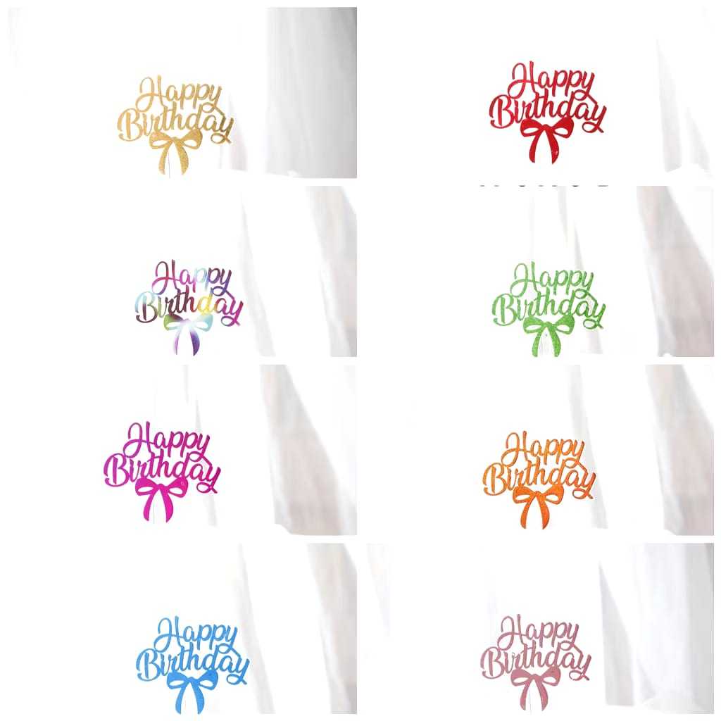 GR-TI-0170 happy birthday plastic ribbon writing Topper | Shopee Malaysia