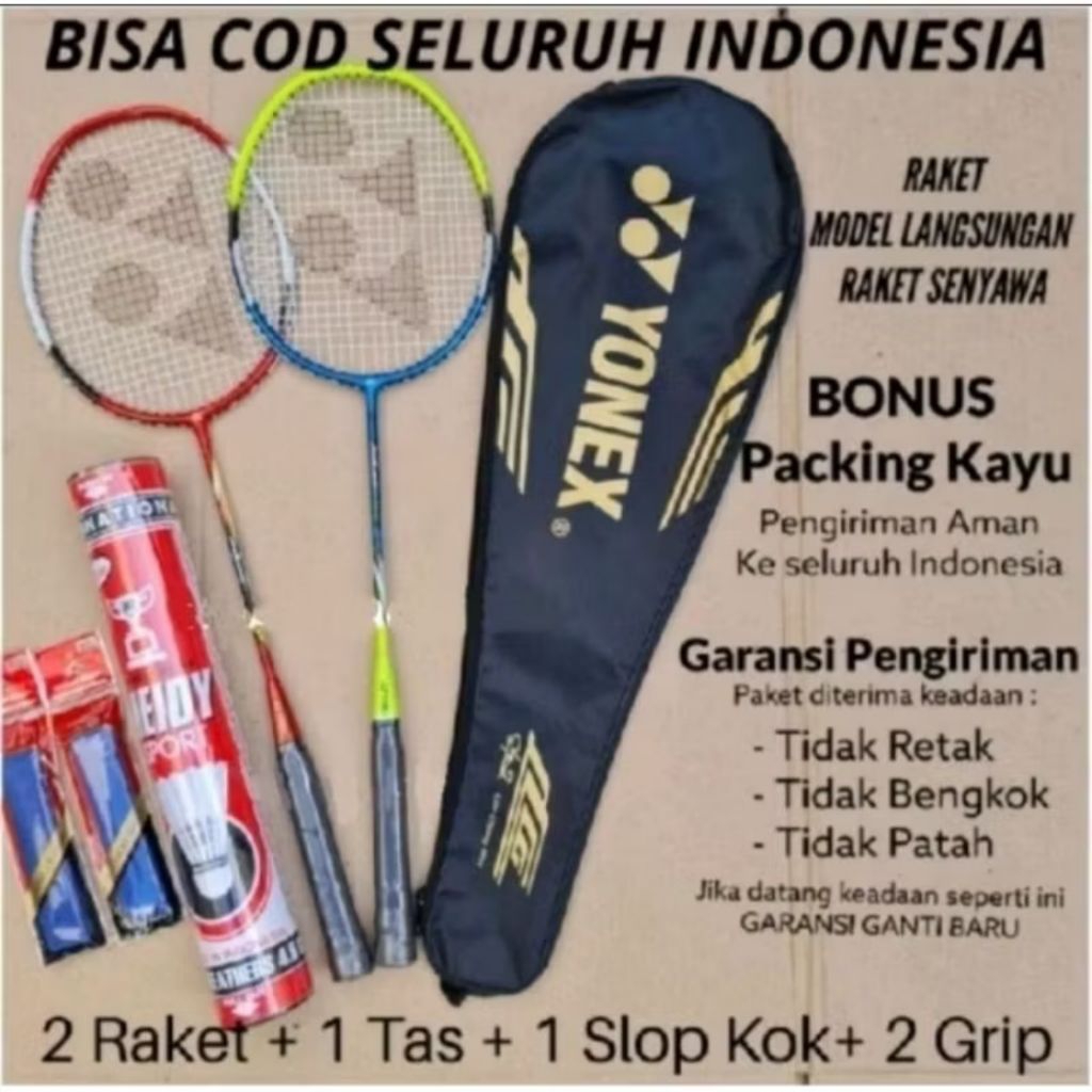 BADMINTON RACKET COMPLETE PACKAGE COMPOUND MODEL 2 RACKETS 1 BAG 2 GRIP ...