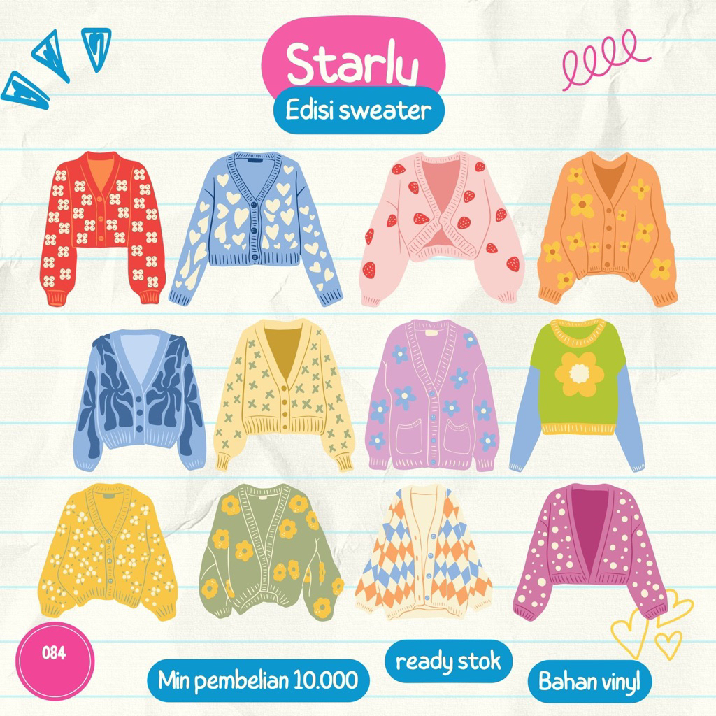STARLY 084 - SWEATER STICKERS AESTETIC STICKERS CUTE STICKERS TUMBLR ...