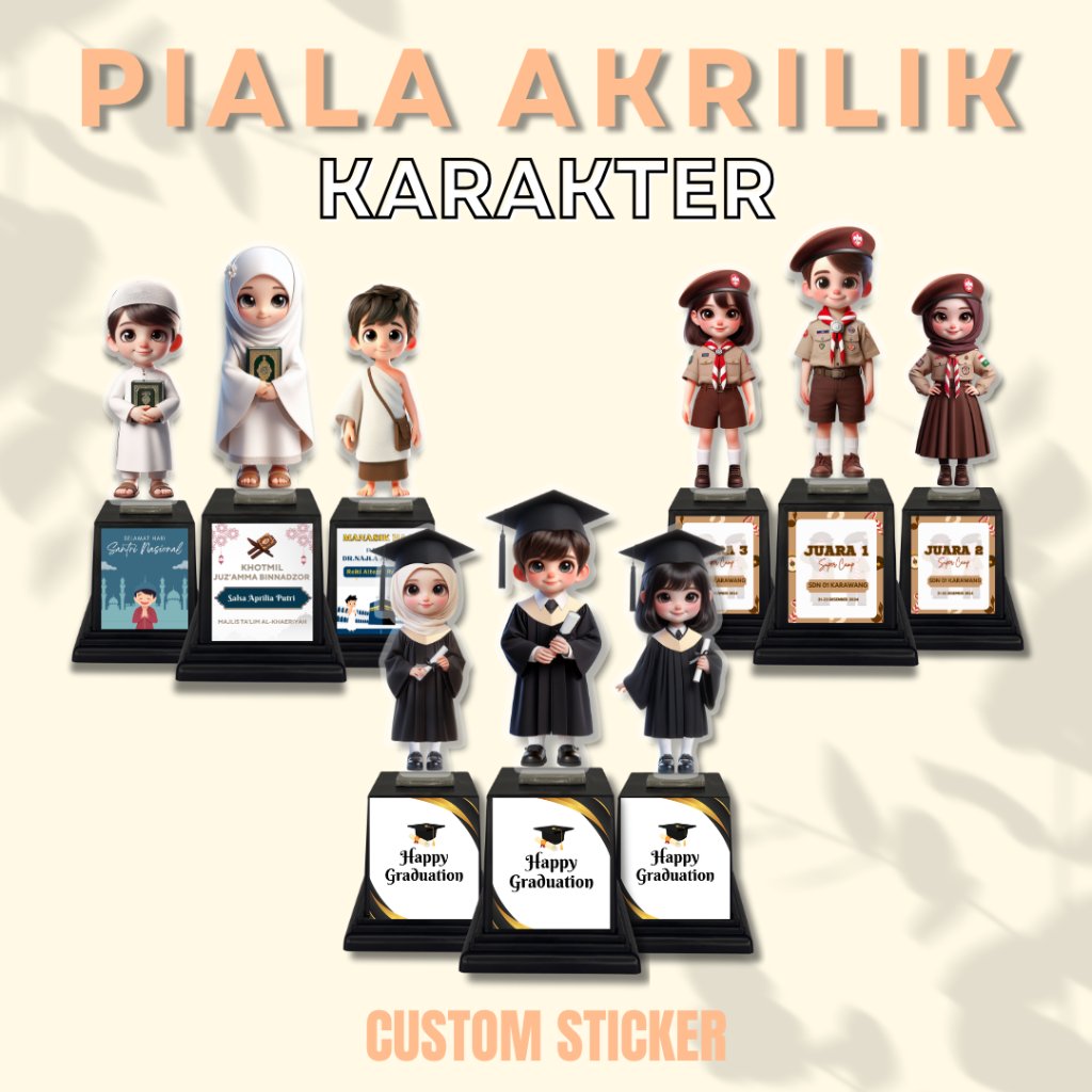 Custom Acrylic Graduation Trophy Sticker Flash Islamic Boarding ...