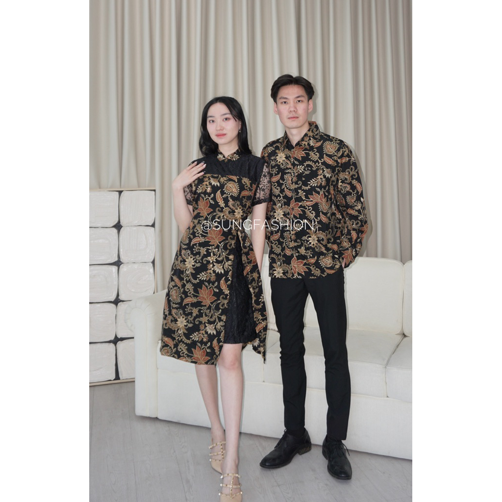 KEMEJA Couple batik dress, premium batik shirt S36 baju couple set ...