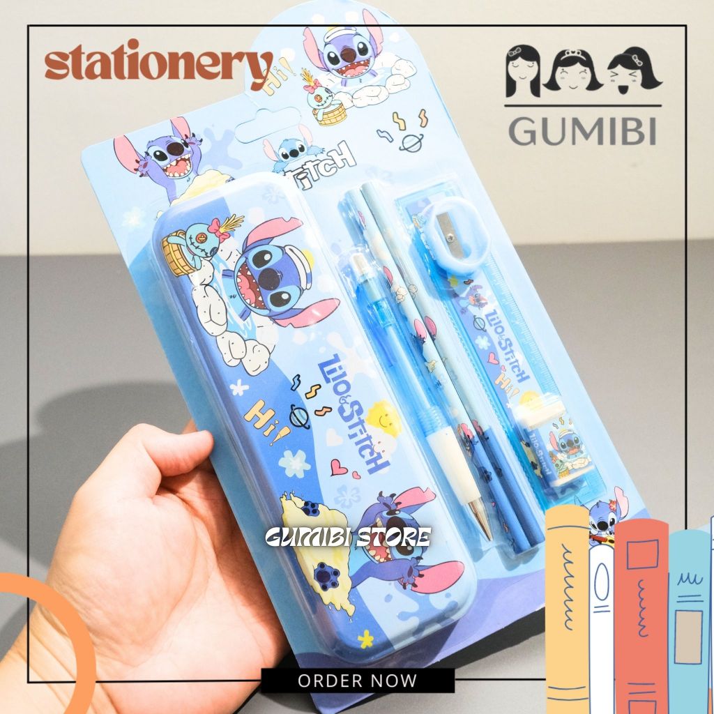 STITCH STATIONERY PACKAGE 1 SET 7pcs PENCIL RULER STITCH BLUE LILO ...
