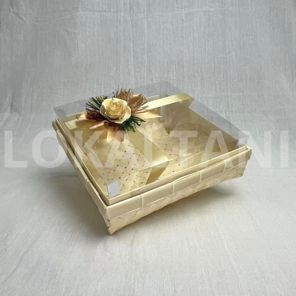 Mika Ribbon Basket Flat Basket/ Besek Lid + Mica Rustic Ribbon ...