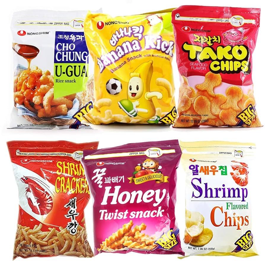 Nongshim Korean Imported Snacks Chochung U-Gua Rice Snack, Banana Kick ...