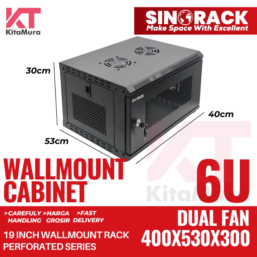 Wallmount Rack Server 6U SINORACK Rack Server 6U Single Door Perfored ...