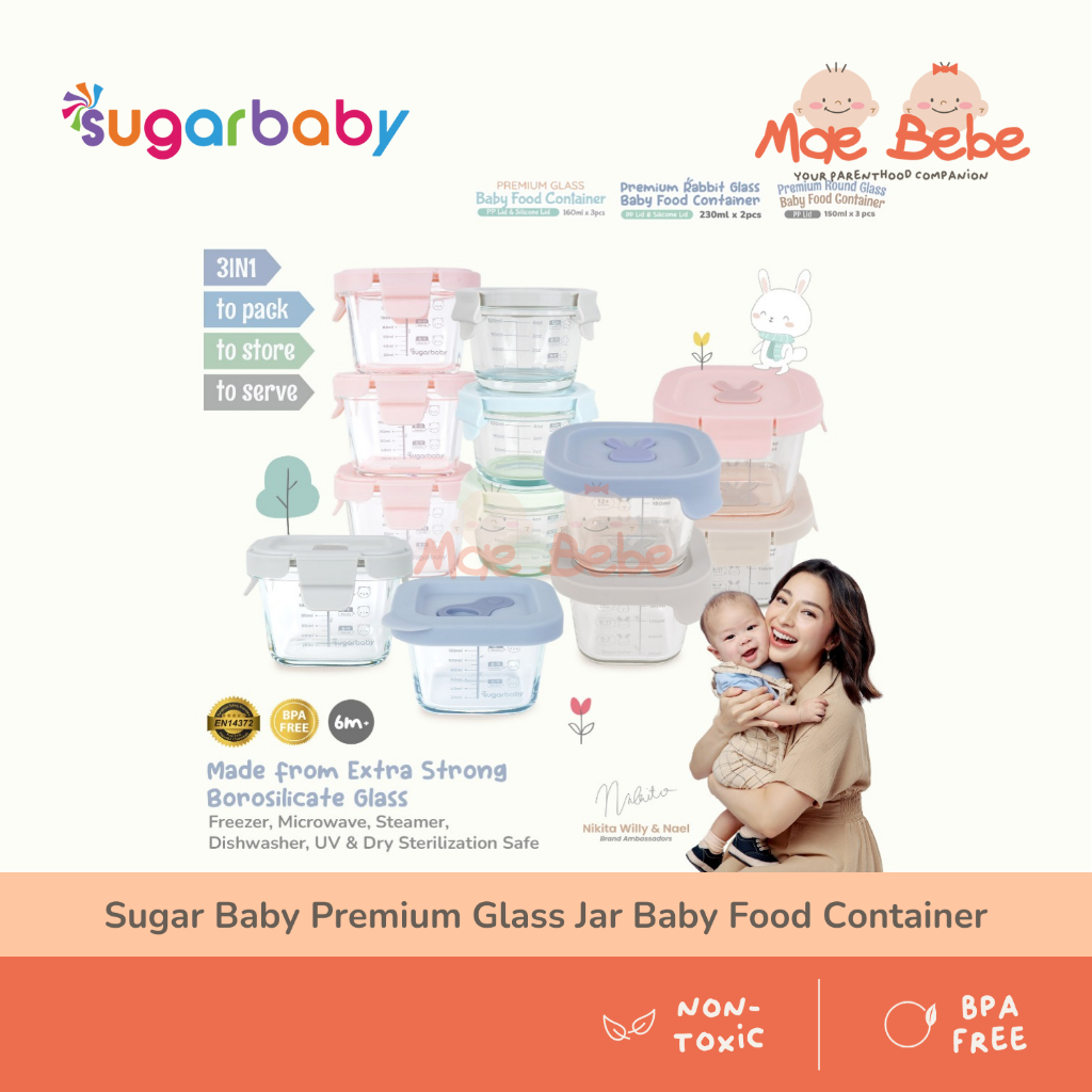 Sugar Baby Premium Glass Jar Baby Food Container BPA FREE Baby