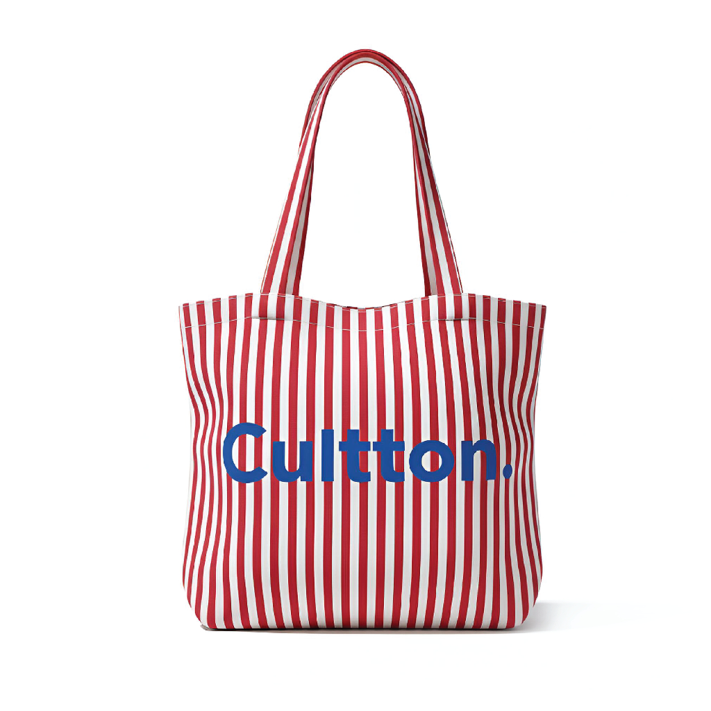 Cultton Canvas Totebag C Logo Blue in Strip Red | Shopee Malaysia