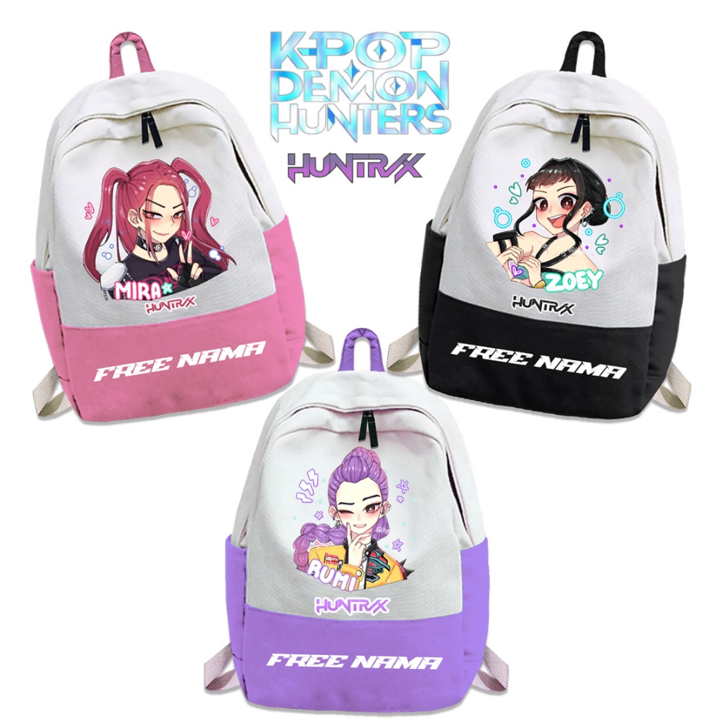 Kpop Backpack Huntrix School Bags Anime Film Rumi Mira Zoey Character Prints Huntrx/x Backpack Waterproof Bookbag For School Boys Girls Fans, Black #1, One Size