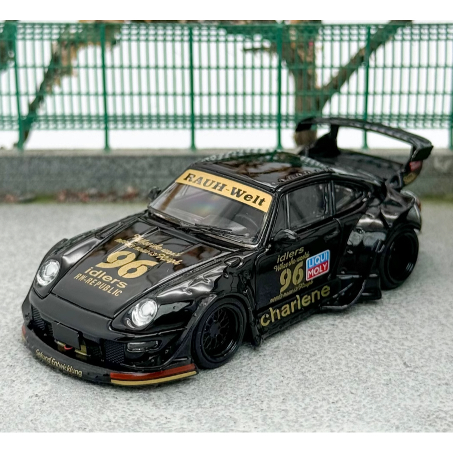 1:64 Street WARRIOR SW Porsche RWB 993 Charlene Low Tail Wing 96 Black ...